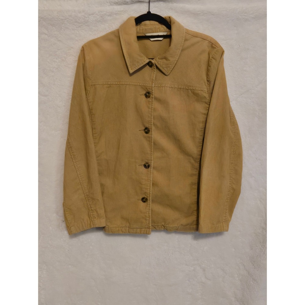 Eddie Bauer Women's Large Tan Corduroy Button Front Jacket Camel Cotton Coat